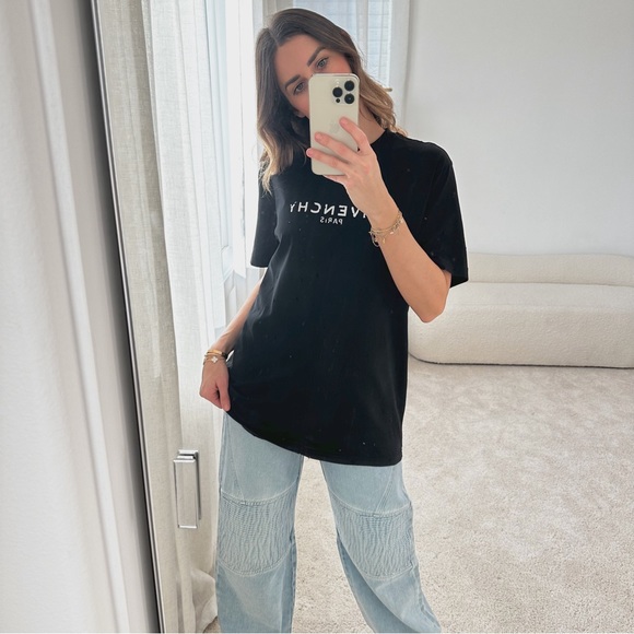 Givenchy Distressed Short Sleeve Tee Shirt Black - Picture 9 of 13